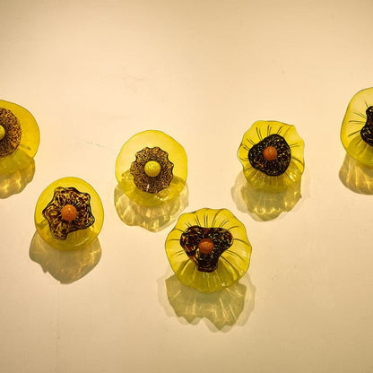 Murano Glass Wall Plates Set Blossoming Sunflower 2 Layers