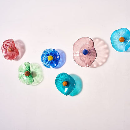 Colorful Hand Blown Glass Wall Plates Wall Mounted Floral Sconces