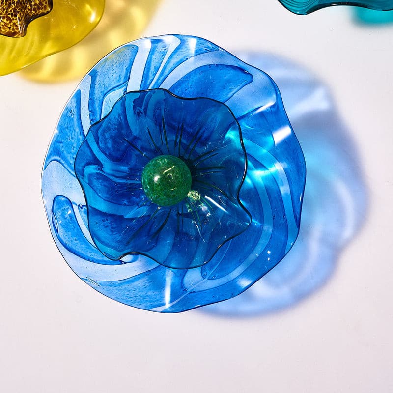 Glass Wall Plates Blossoming Lotus Flower 2 Layers Murano Glass
