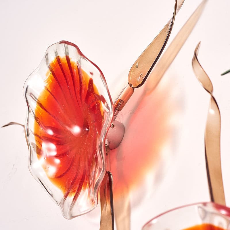 Glass Wall Plates With Stems Red Murano Glass D10inches
