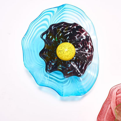 Glass Wall Plates Blossoming Lotus Flower 2 Layers Murano Glass