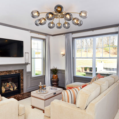 Elegant Brass Semi-Flush Mount for Neo-Classical Sitting Room and Villa - LEDLIGHTHUB