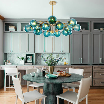Minimalist Nordic Teal Chandelier for Grey and White Kitchen Themes - LEDLIGHTHUB