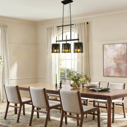 Modern Tucana 3-Light Kitchen Island Pendant Light Black Echonalyri Dining Chandeliers Glass Metal Hanging lamp