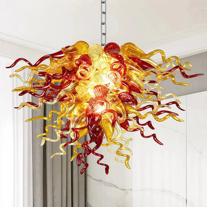 Modern Style Wine & Gold Blown Glass Chandelier - Luxury Pendant Light Fixture