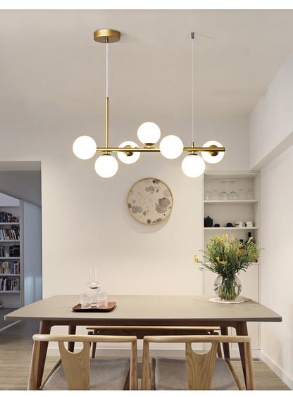Scandi Style White Glass Bubble Light for Minimalist Wooden Dining Table - LEDLIGHTHUB