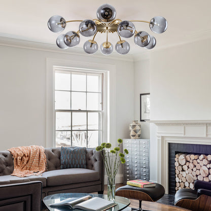 Contemporary Semi-Flush Chandelier for Open Plan Living Room with Garden View - LEDLIGHTHUB