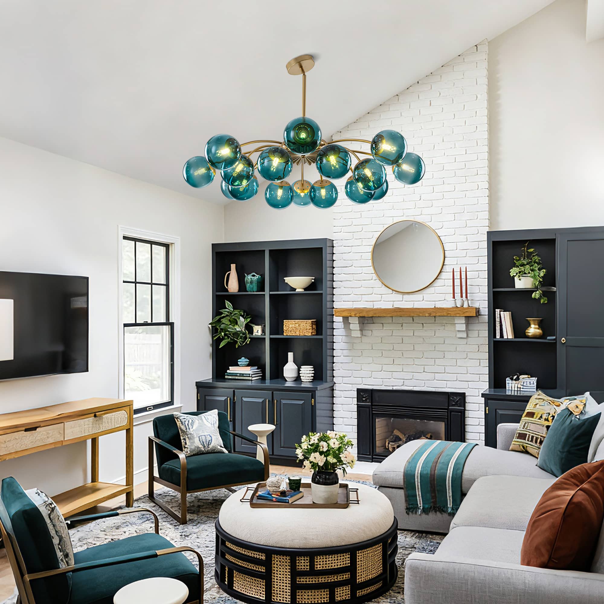 Adjustable Brass Chandelier Compatible with Sloped and Vaulted Ceilings - LEDLIGHTHUB